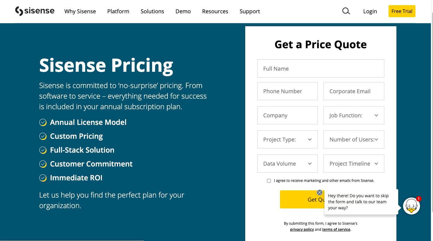 Pricing of Sisense